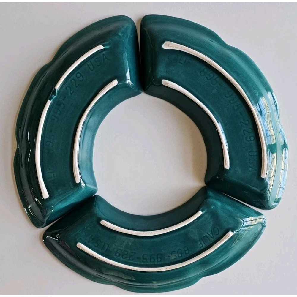 MCM California Pottery Turquoise #895 Lazy Susan 3-Piece Serving Tray Set - Picture 9 of 12